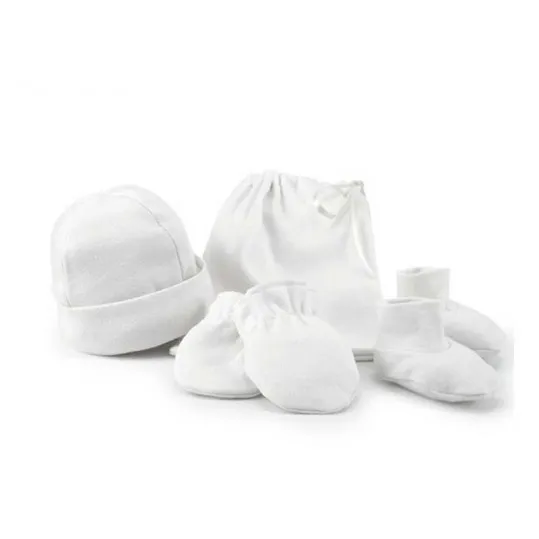Pack nacimiento blanco de gorro,manoplas y peucos de Rapife