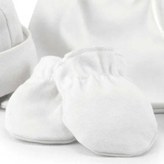 Pack nacimiento blanco de gorro,manoplas y peucos de Rapife