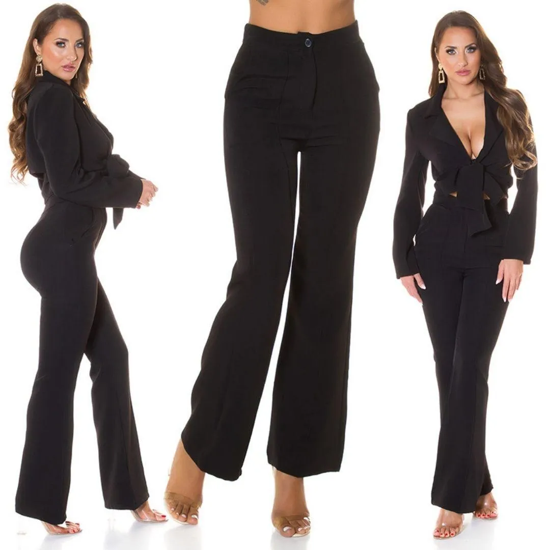 Pantalones acampandos Talle alto Negro