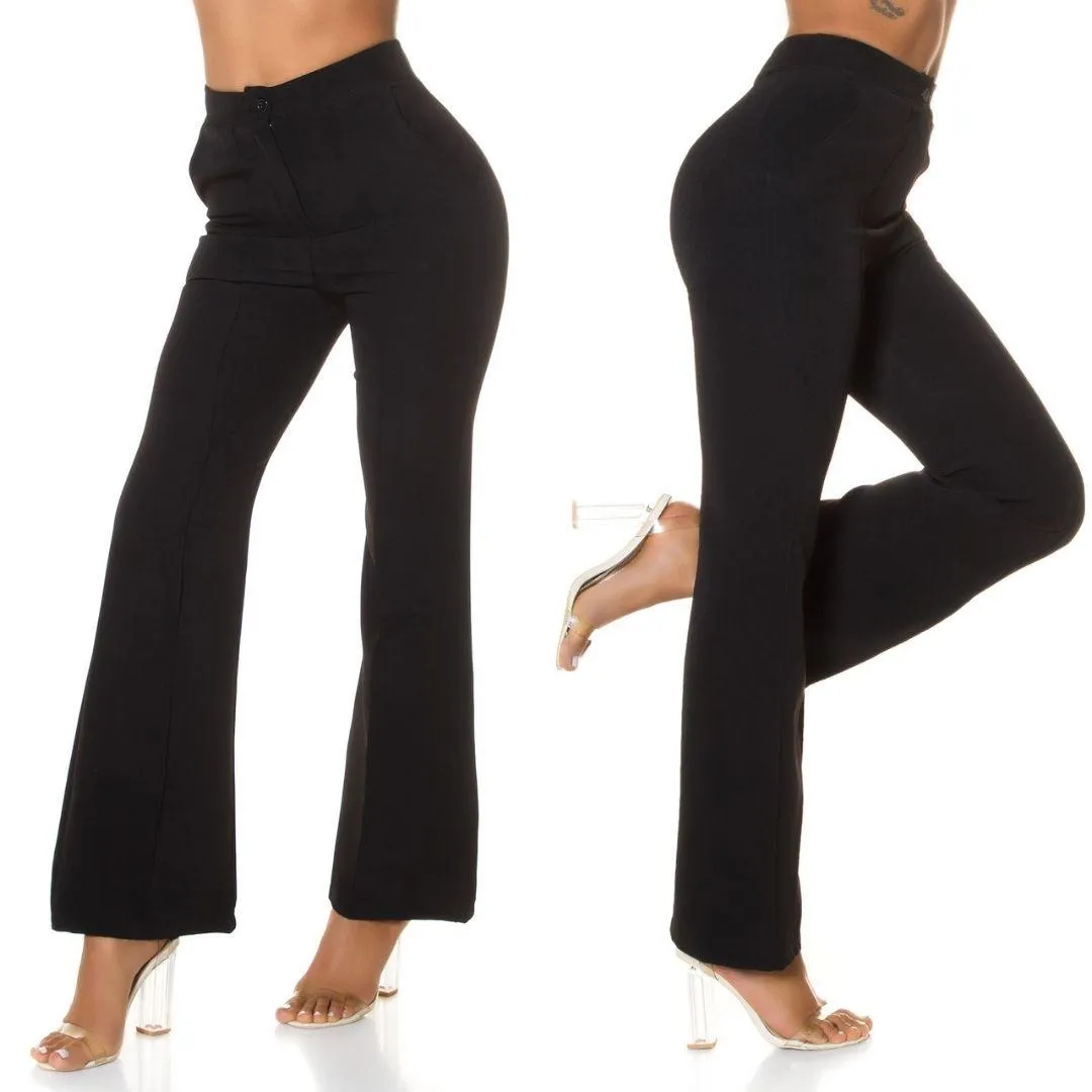 Pantalones acampandos Talle alto Negro