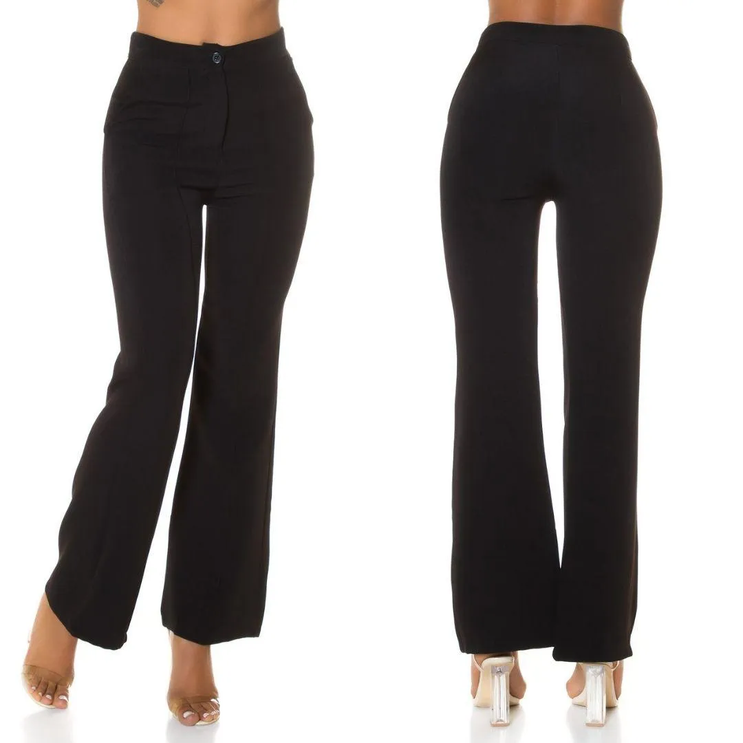 Pantalones acampandos Talle alto Negro