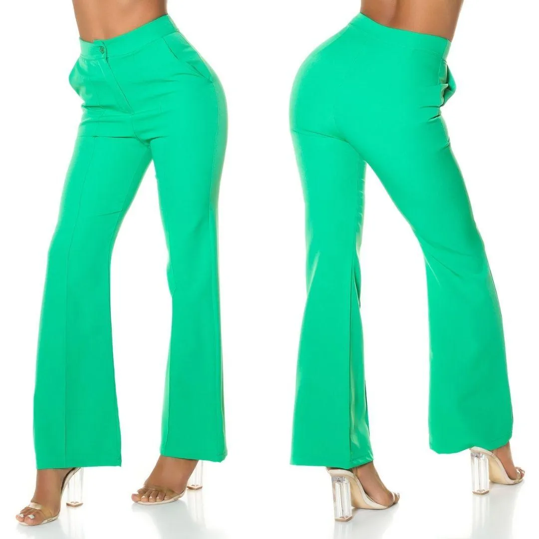 Pantalones acampandos Talle alto Verde