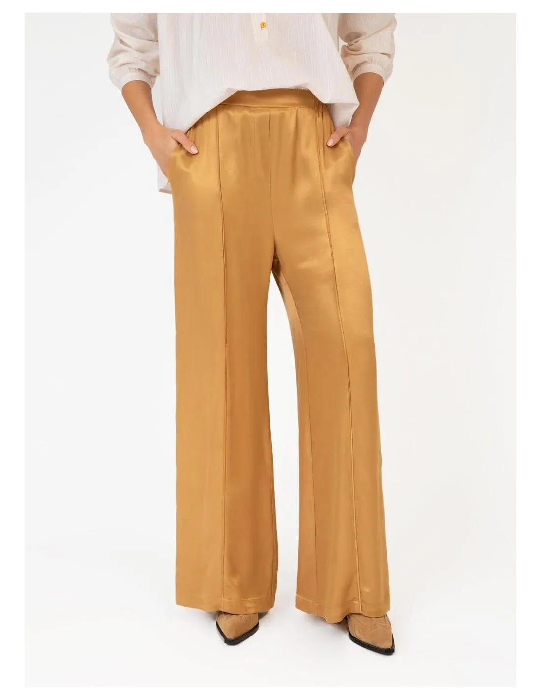 PANTALÓN DE SATÉN DORADO ANGE PRISME
