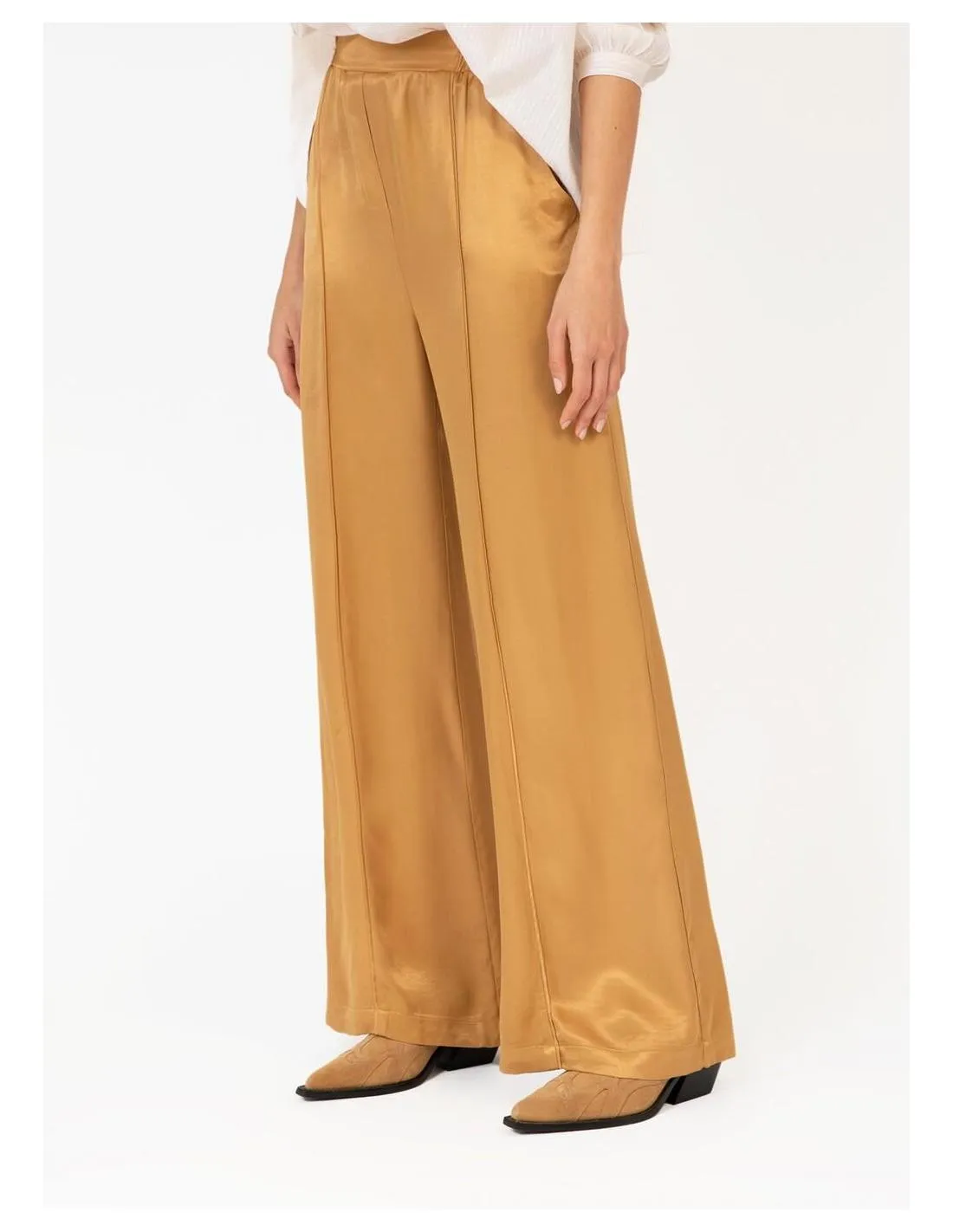 PANTALÓN DE SATÉN DORADO ANGE PRISME