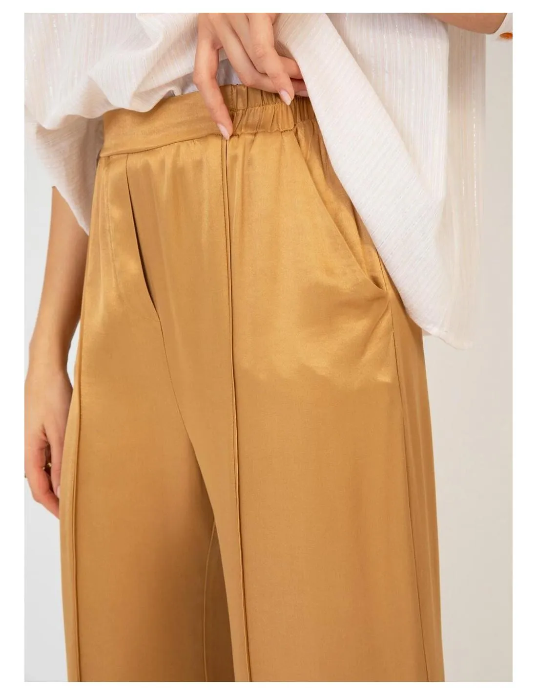 PANTALÓN DE SATÉN DORADO ANGE PRISME