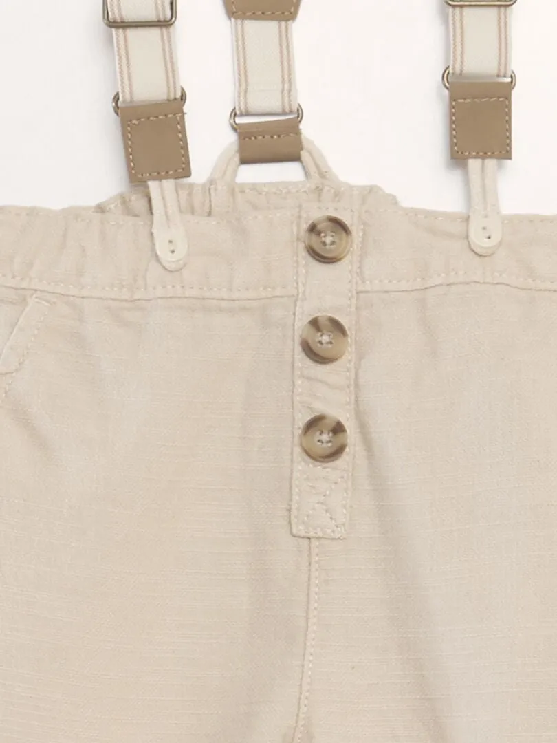 PANTALóN CHINO DE LINO CON TIRANTES  BLANCO