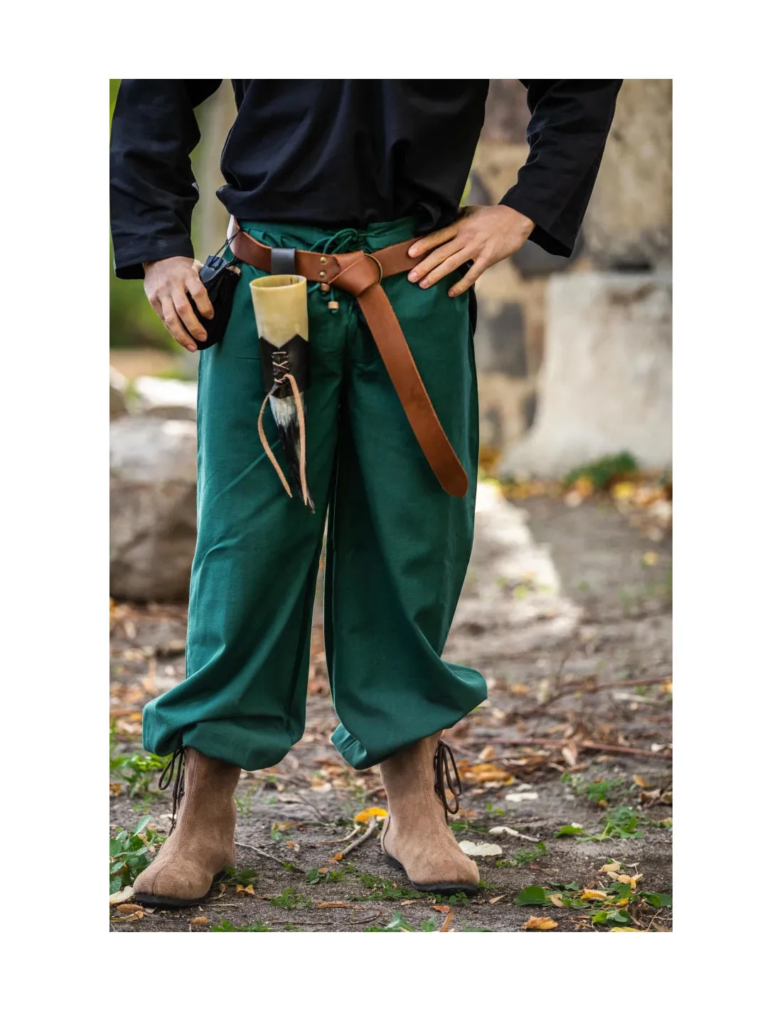 Pantalón medieval Gerold, color verde