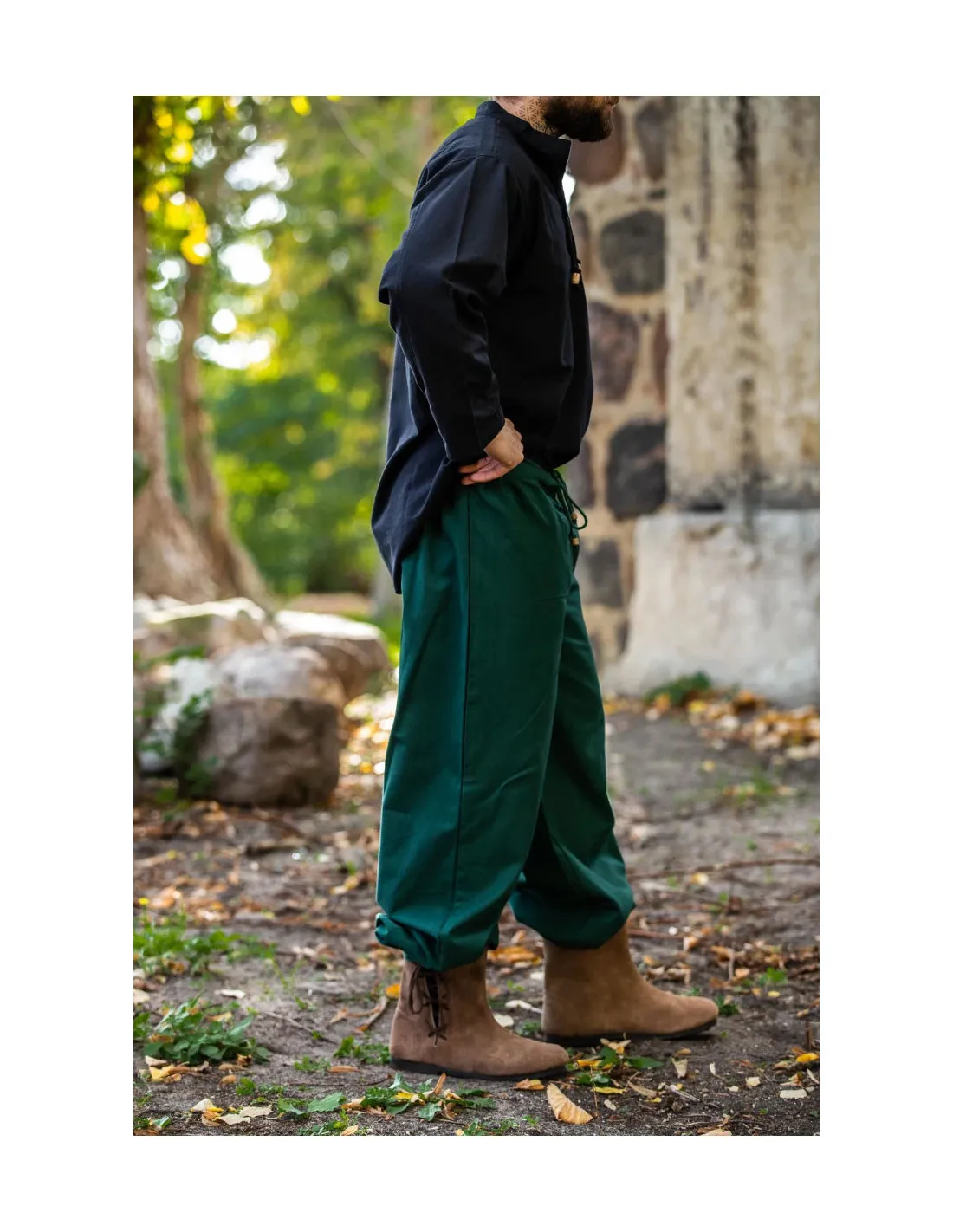 Pantalón medieval Gerold, color verde