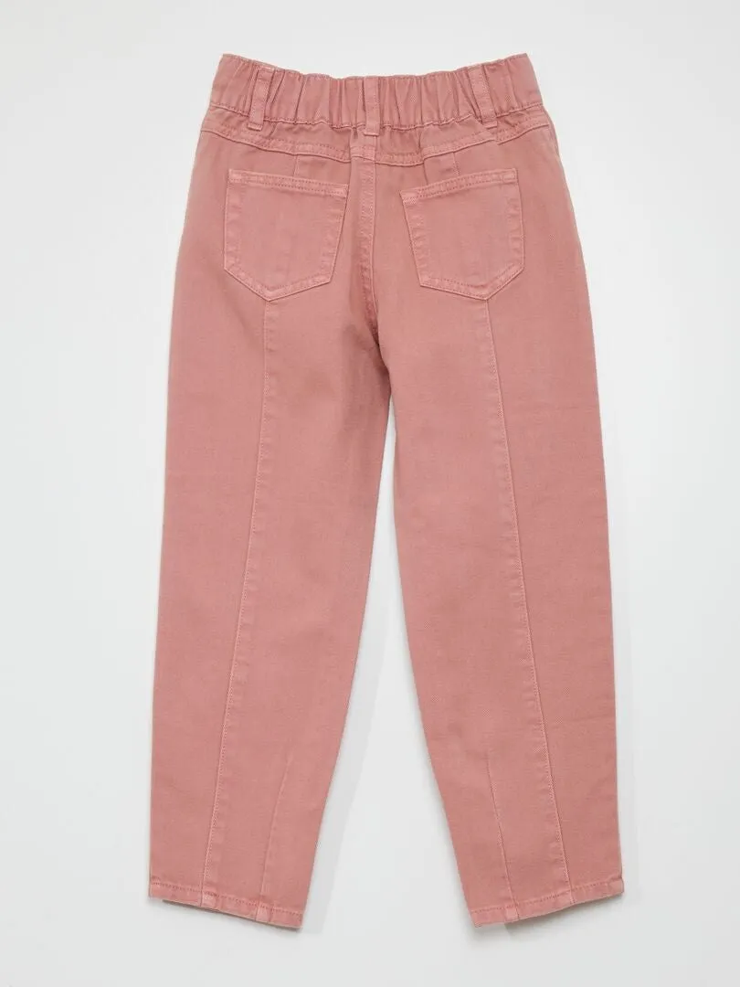 PANTALóN VAQUERO ABULLONADO  ROSA