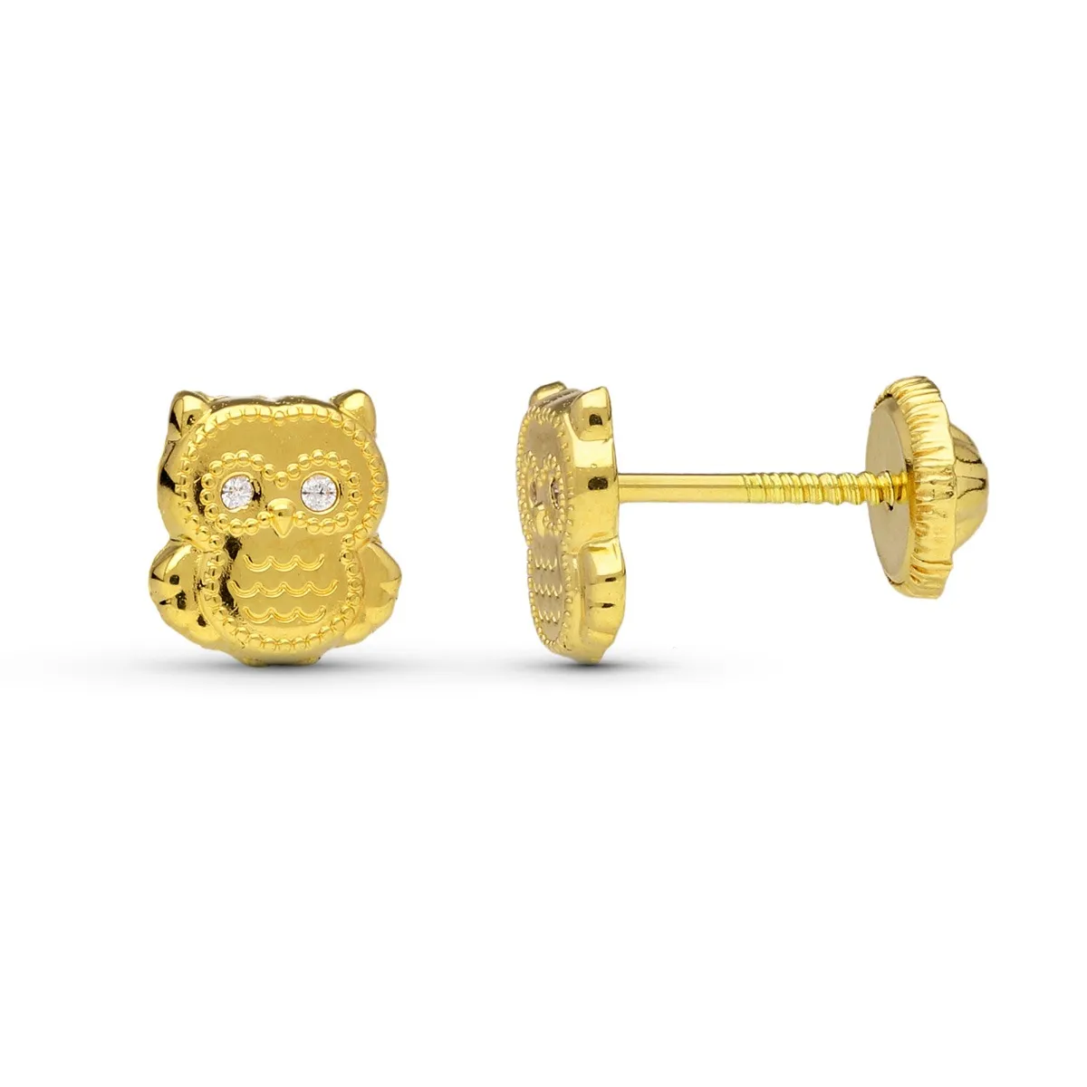 Pendientes Oro Amarillo Buho 6mm