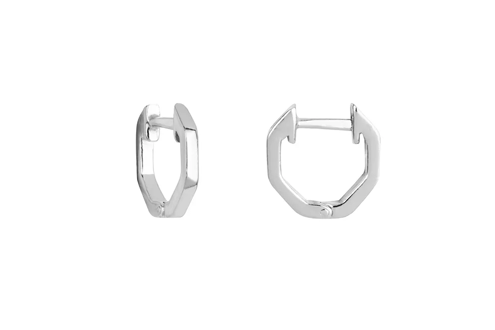 Pendientes Plata Aro Octógono 11mm