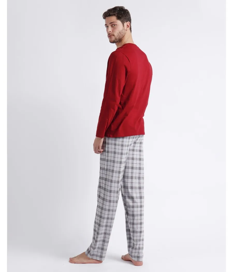 Pijama invierno hombre Admas Classic Garnet Style granate algodón tallas Especiales