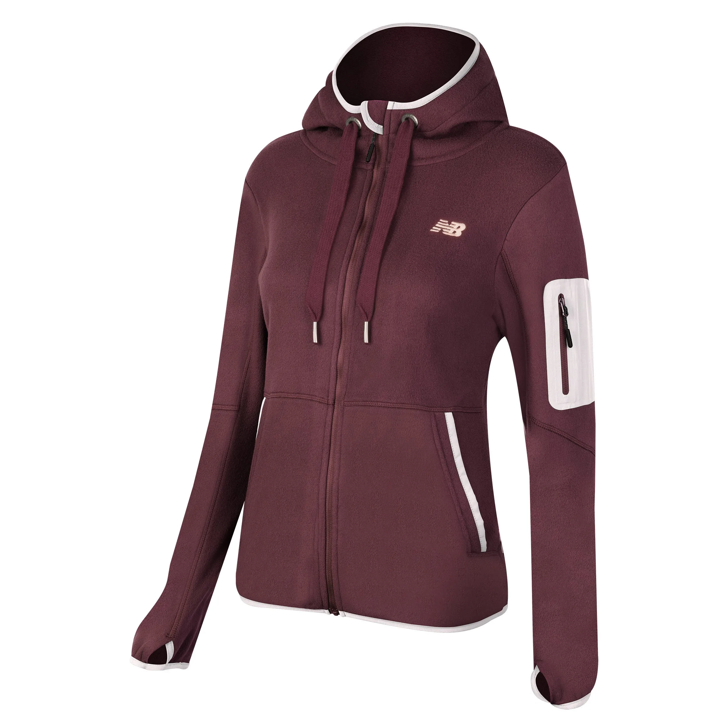 Polerón Polar Mujer New Balance Hoodie Burdeo
