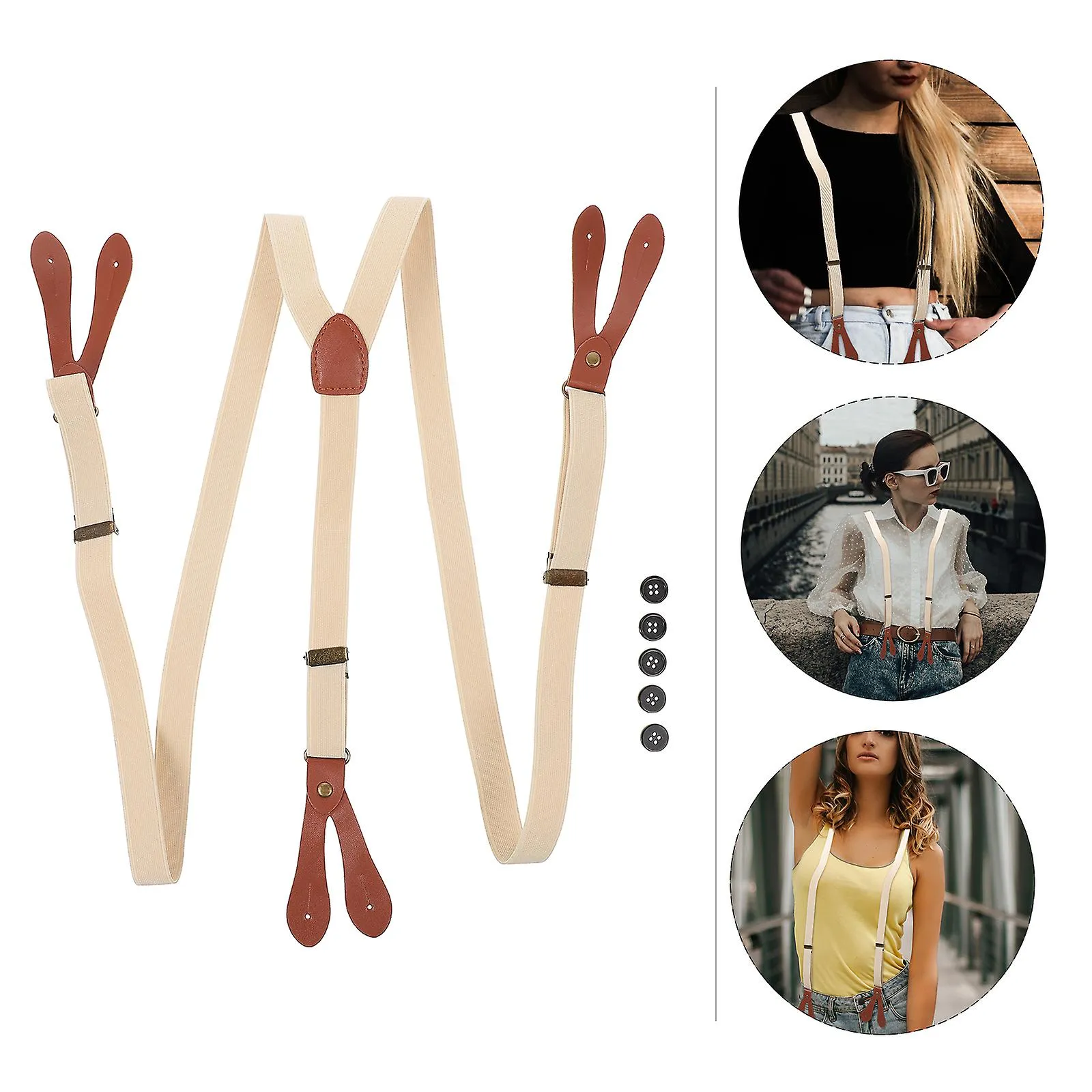 Retro Button Strap Suspenders Vintage Fashion Braces Personalized Suspenders