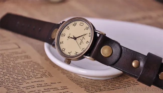 Retro Constellation Symbol Leather Watch
