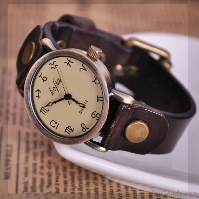 Retro Constellation Symbol Leather Watch