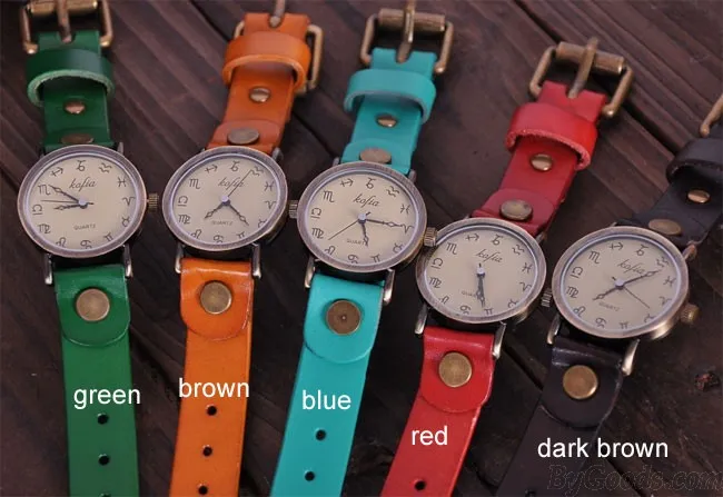 Retro Constellation Symbol Leather Watch