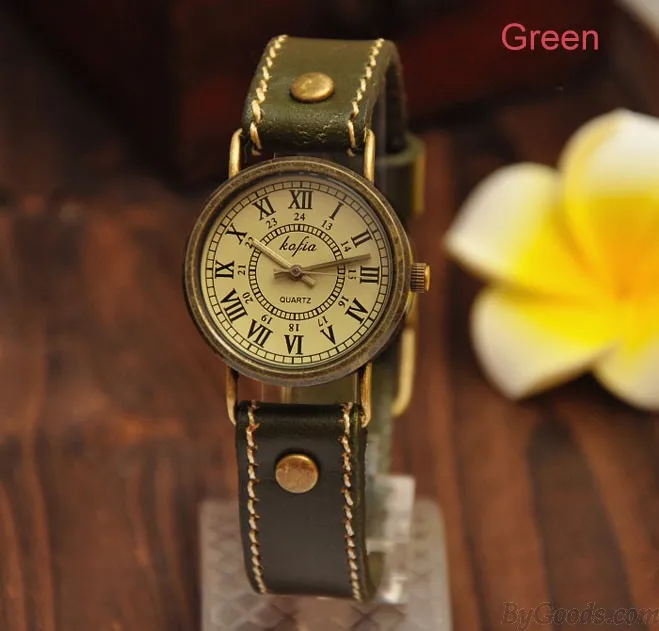 Retro Roman Scale Leather Watch
