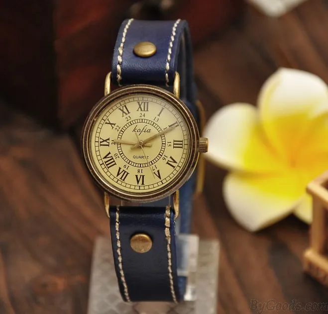 Retro Roman Scale Leather Watch