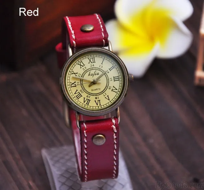 Retro Roman Scale Leather Watch