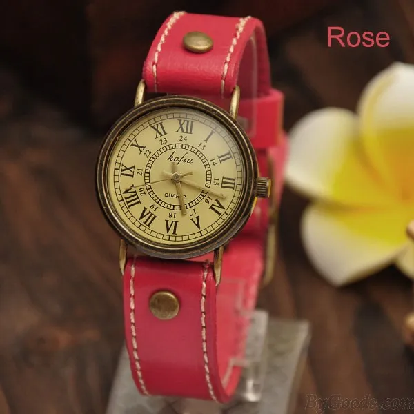 Retro Roman Scale Leather Watch