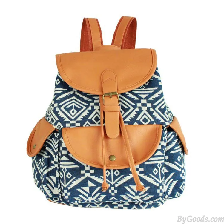 Retro Stripe Printing Leisure College Backpack