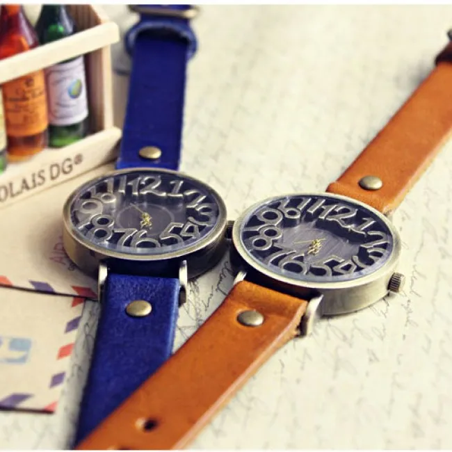 RETRO THREEDIMENSIONAL SCALE LEATHER WATCH