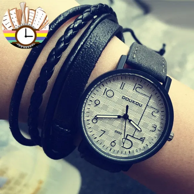Retro Unique Personality Dial Leather Wrist watch