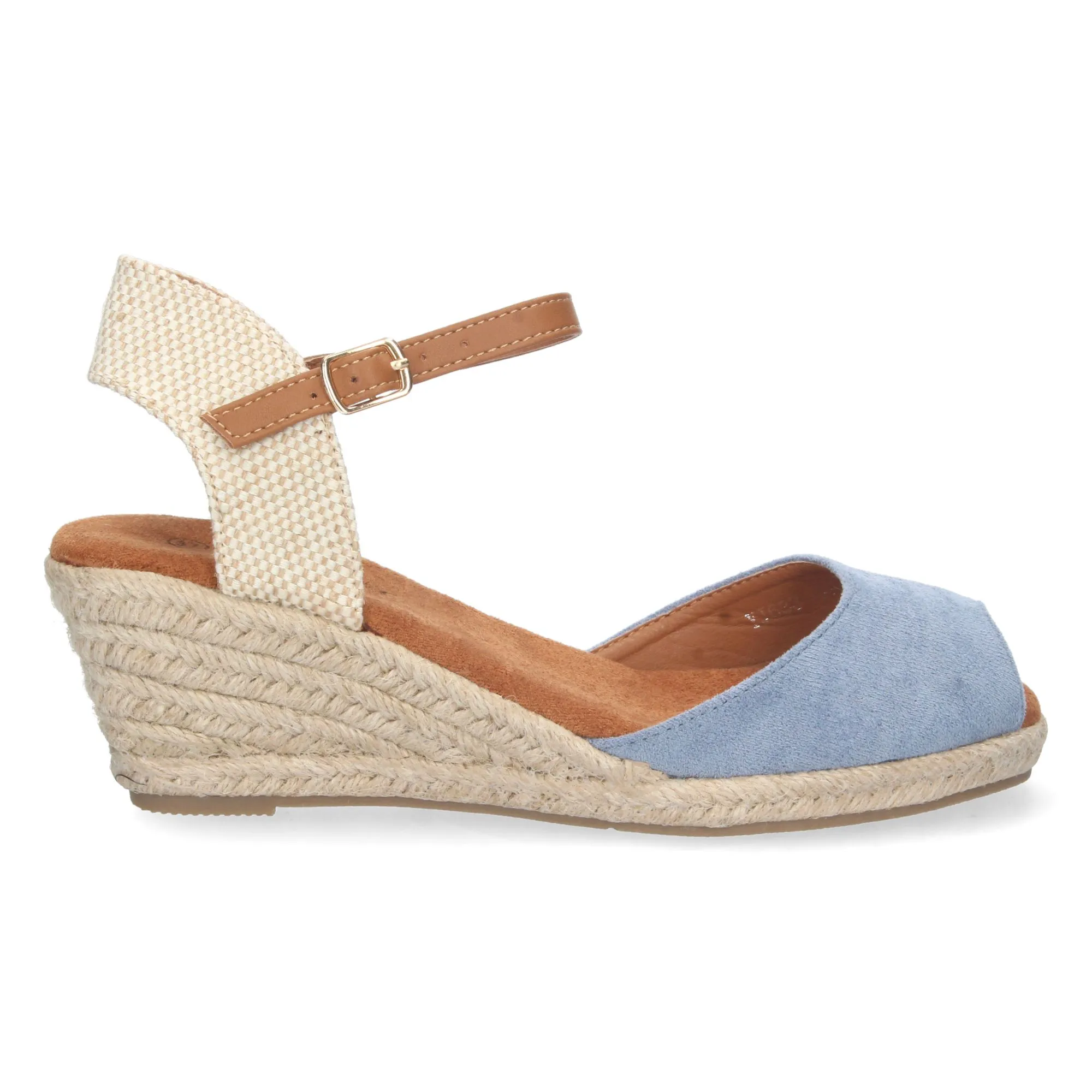 Sandalias de cuña media de yute mujer color azul