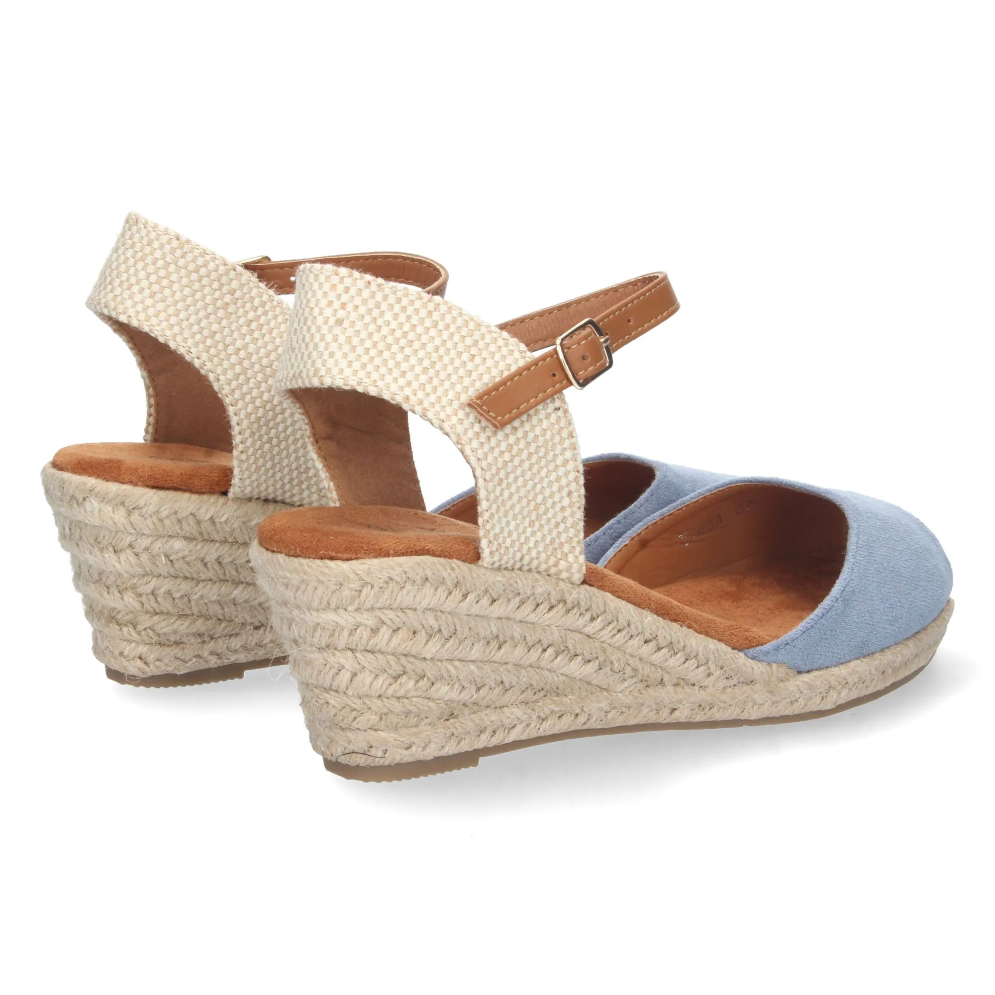 Sandalias de cuña media de yute mujer color azul