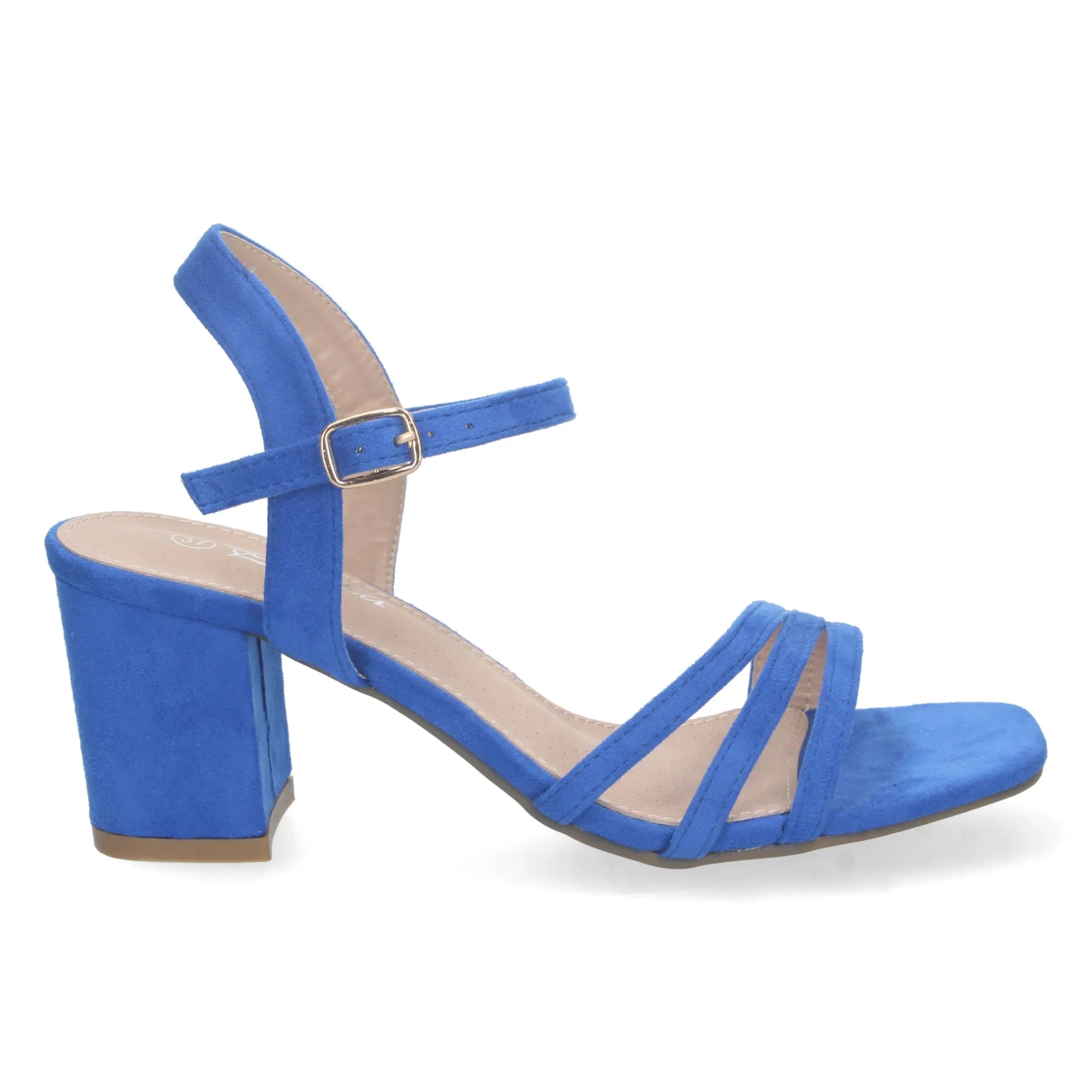 Sandalias de tacón bajo pala de tiras mujer color azul YG621