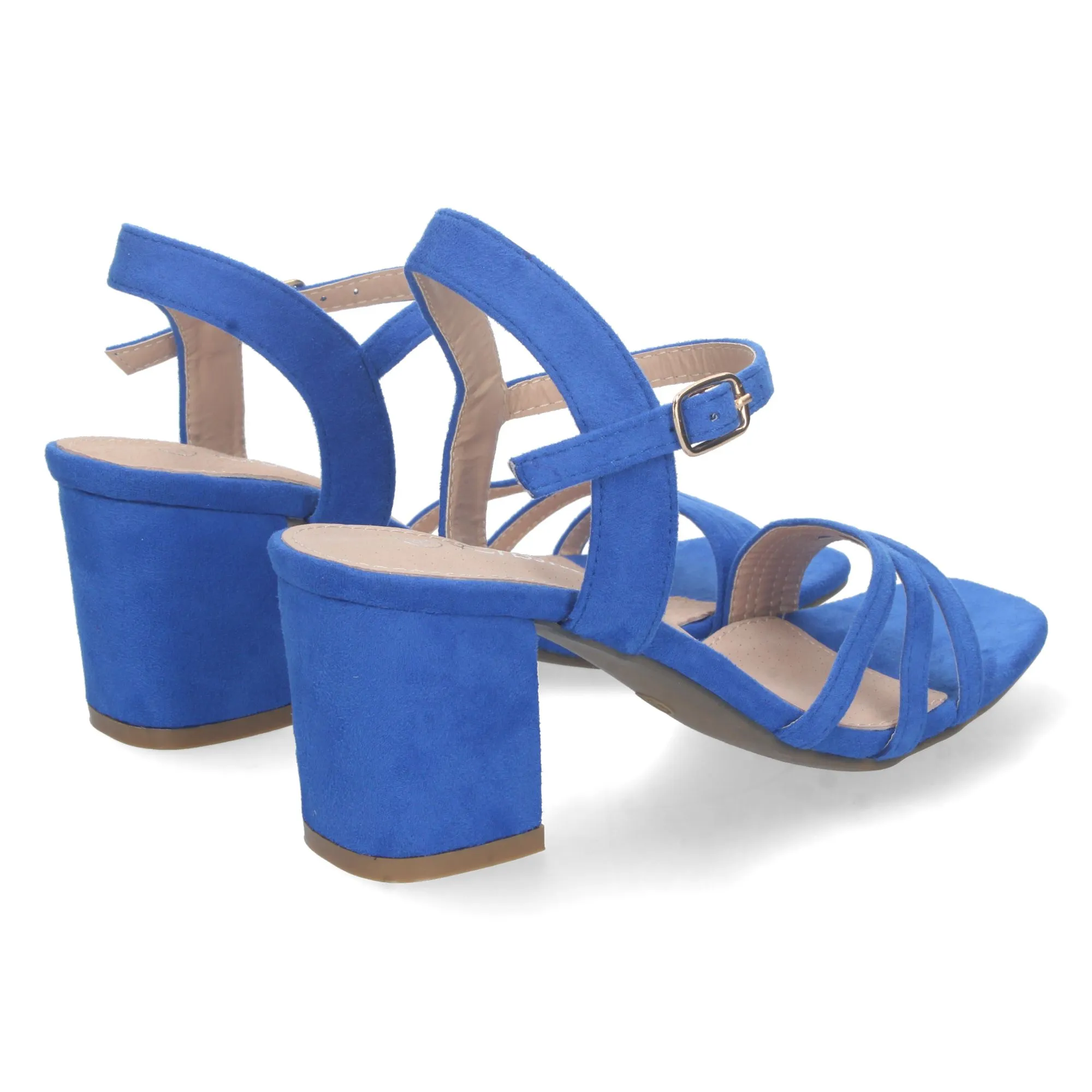 Sandalias de tacón bajo pala de tiras mujer color azul YG621