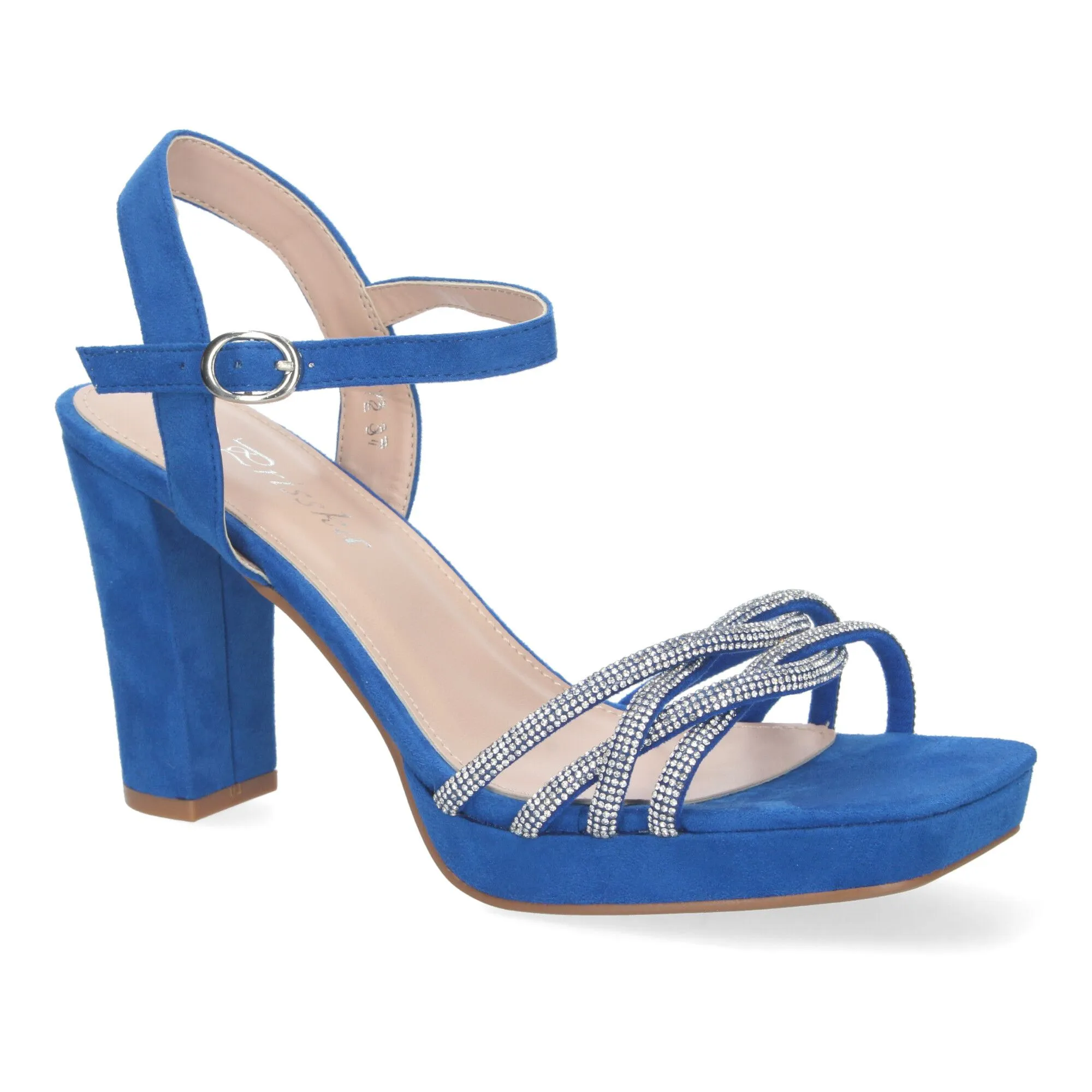 Sandalias de tacón para fiesta pala brillante mujer color azul WXL772