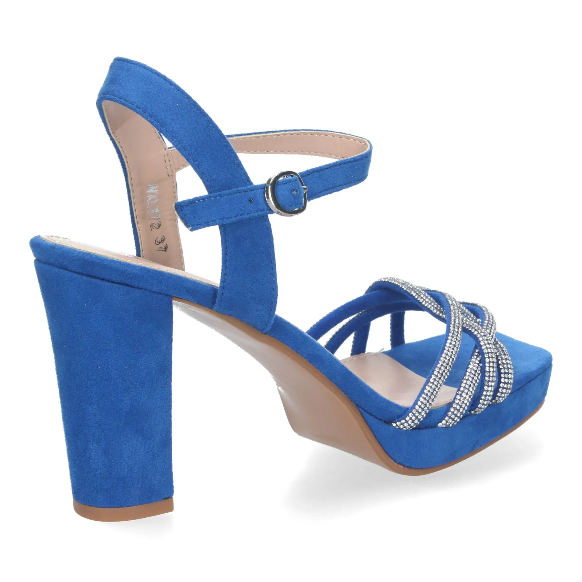 Sandalias de tacón para fiesta pala brillante mujer color azul WXL772