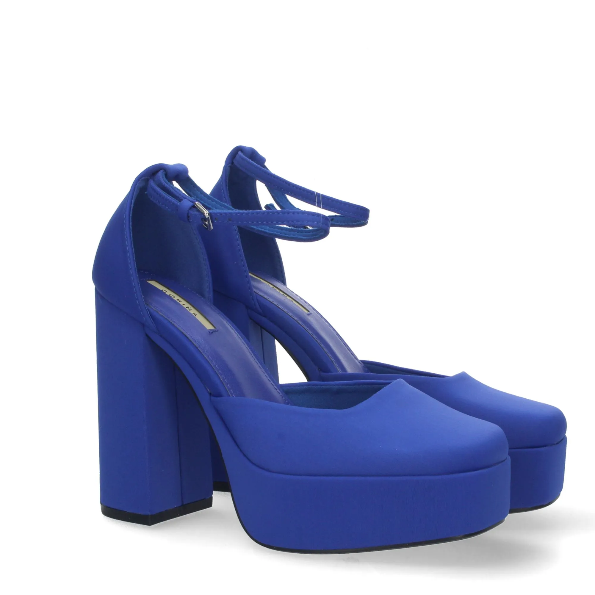 Sandalias de tacón y plataforma para fiesta mujer color azul M3230