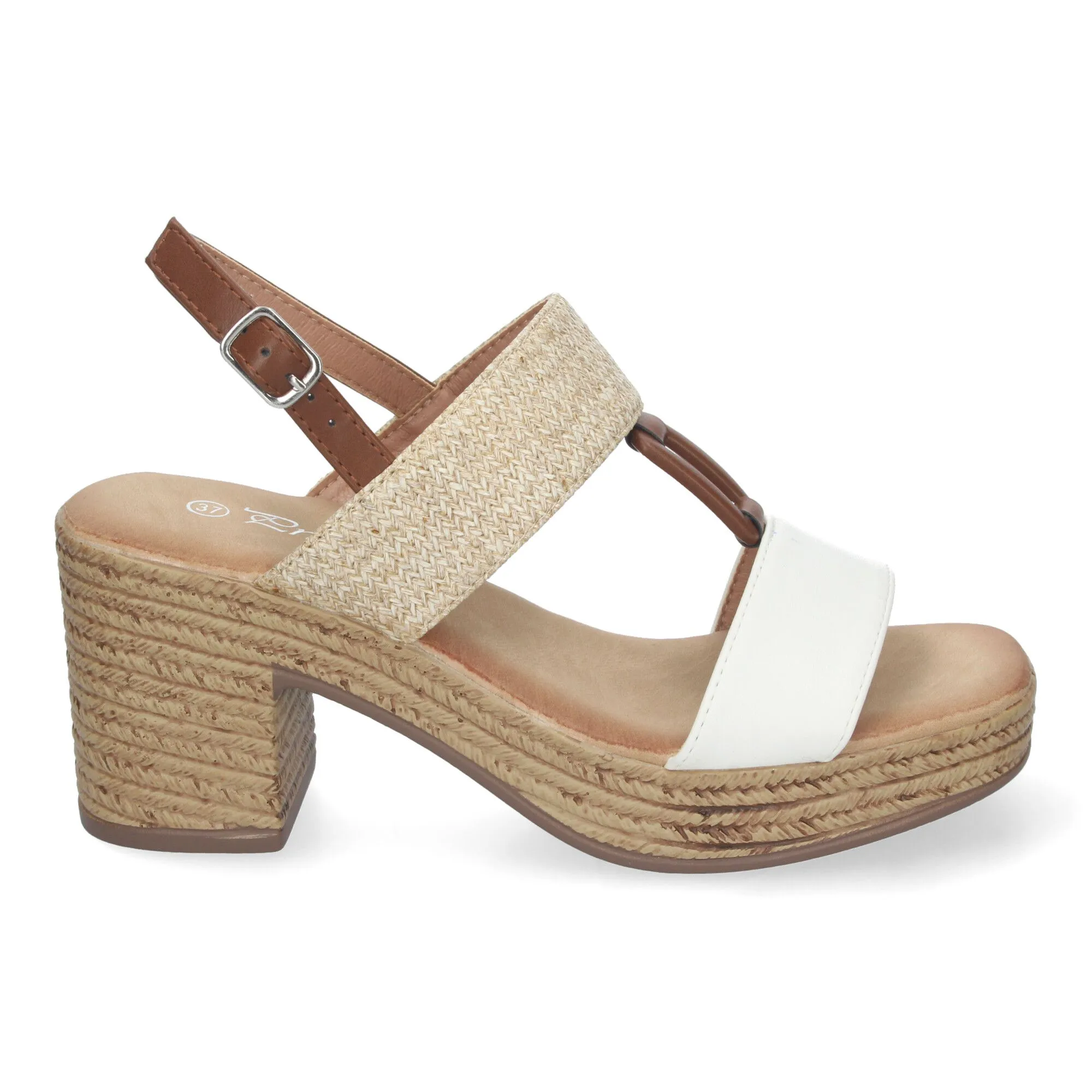 Sandalias de tacón y plataforma para mujer color blanco XFH790