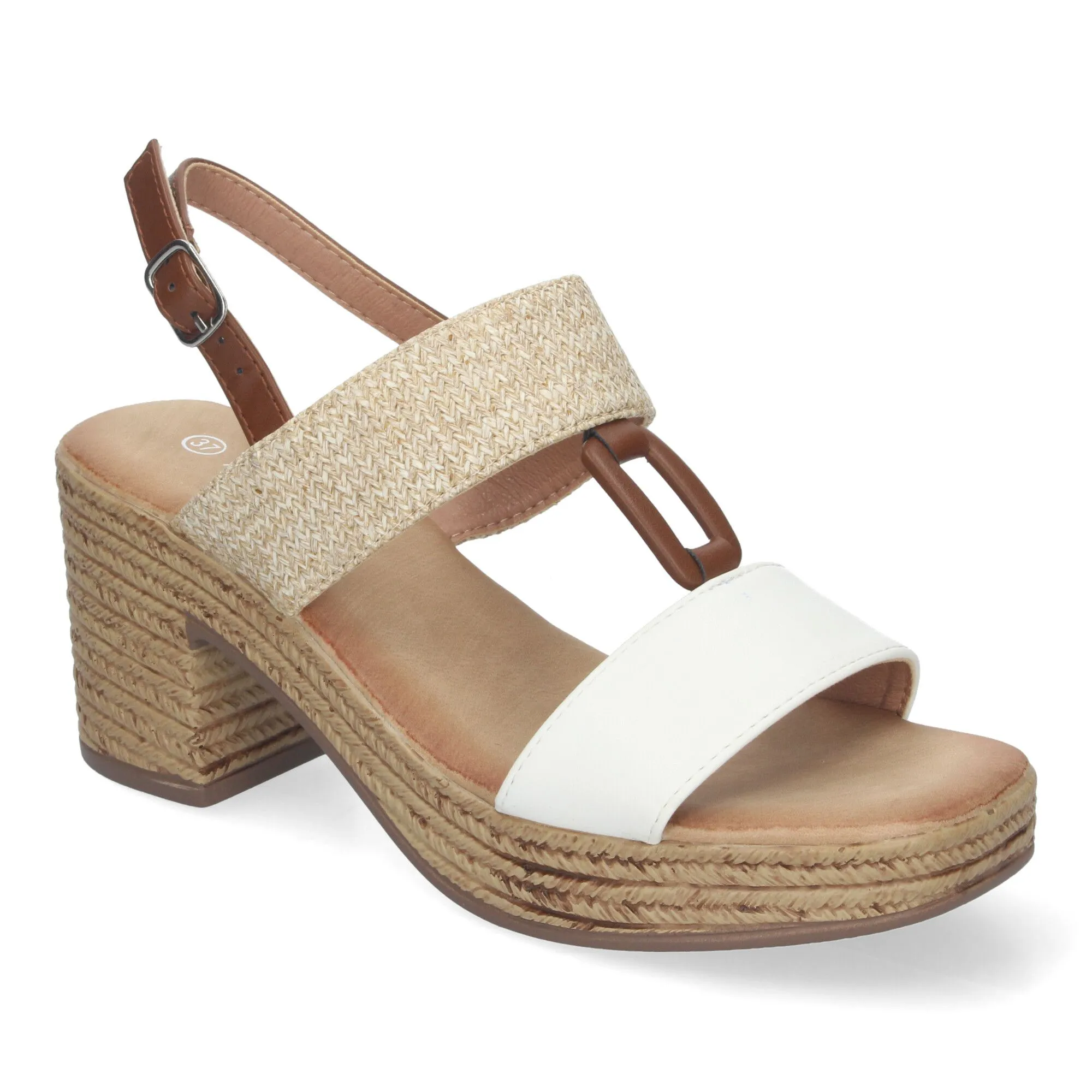 Sandalias de tacón y plataforma para mujer color blanco XFH790