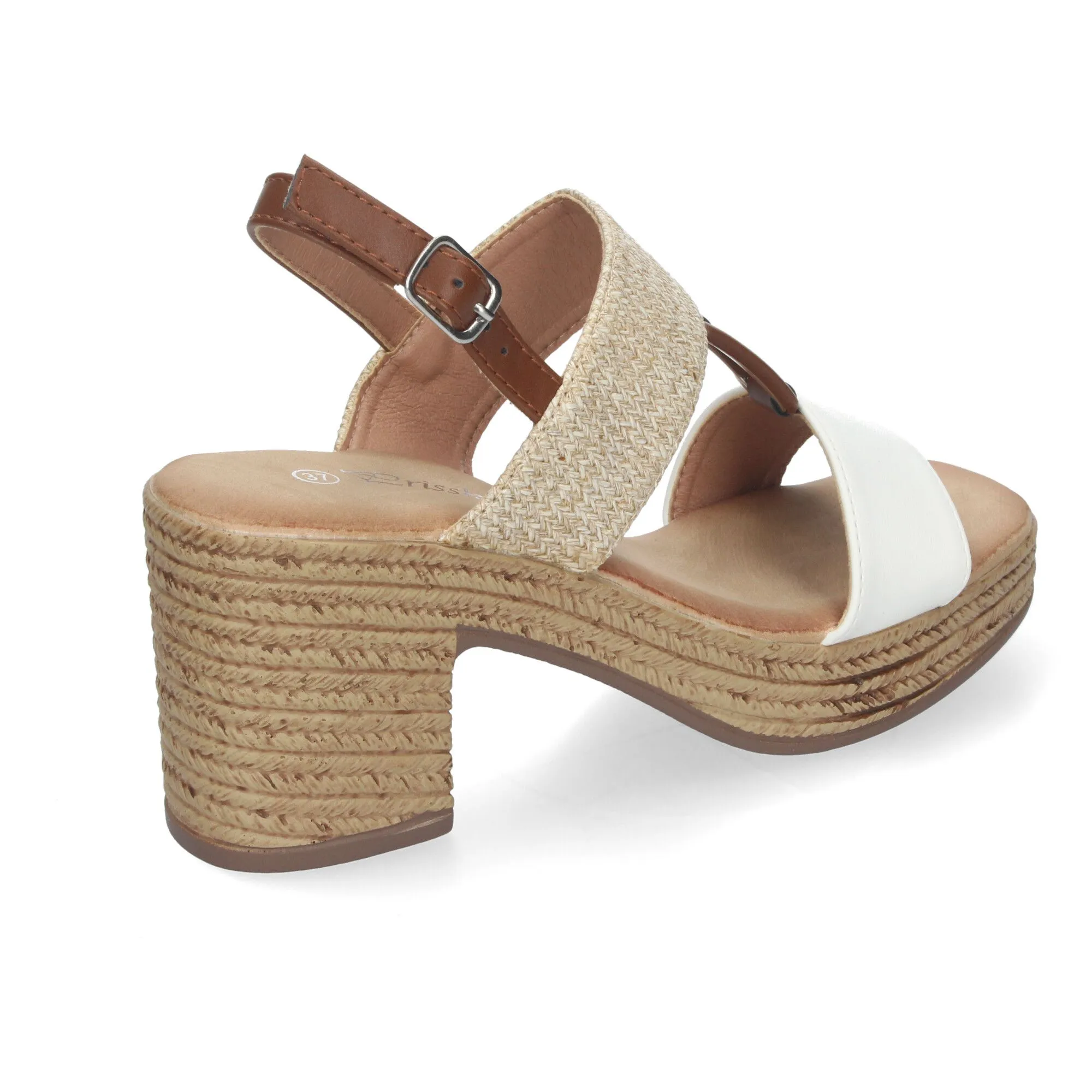 Sandalias de tacón y plataforma para mujer color blanco XFH790