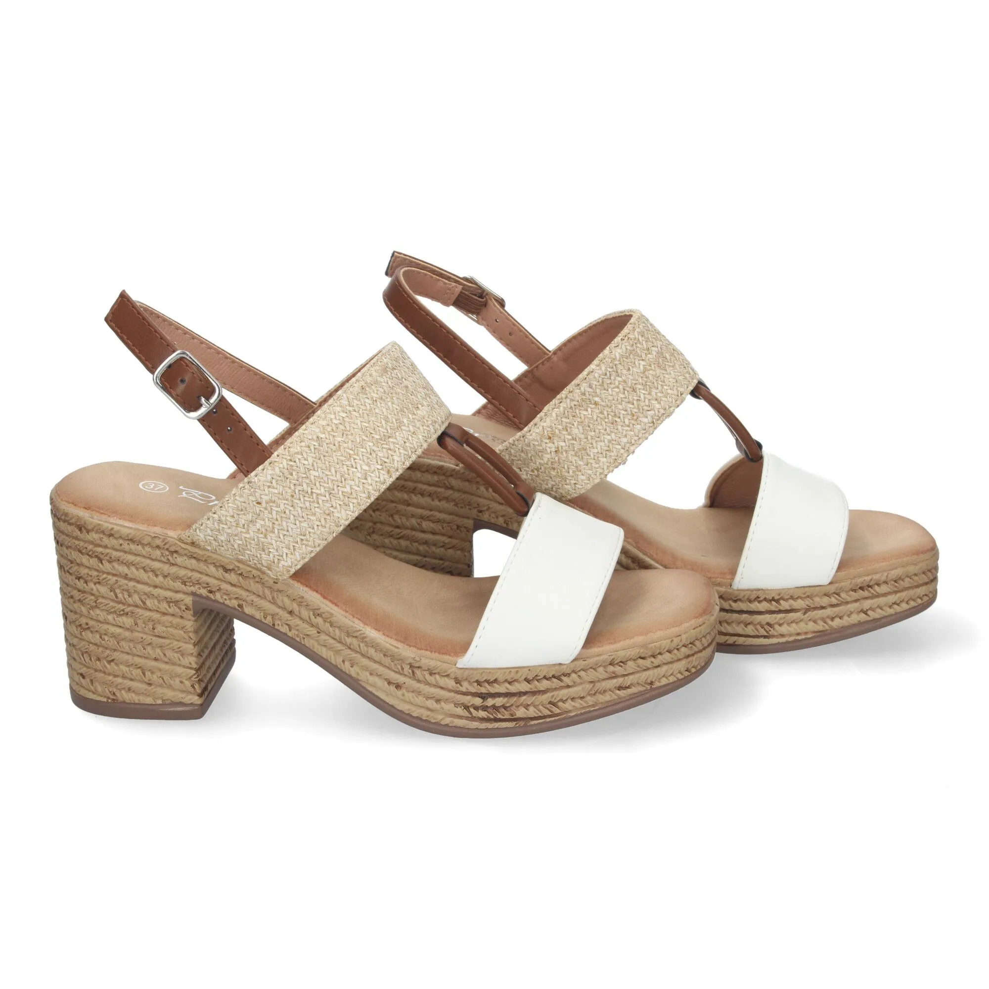 Sandalias de tacón y plataforma para mujer color blanco XFH790