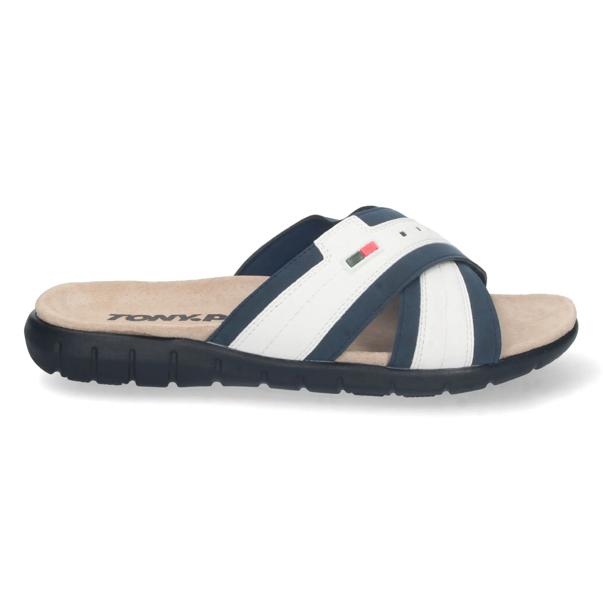 Sandalias planas con pala cruzada para hombre blanco
