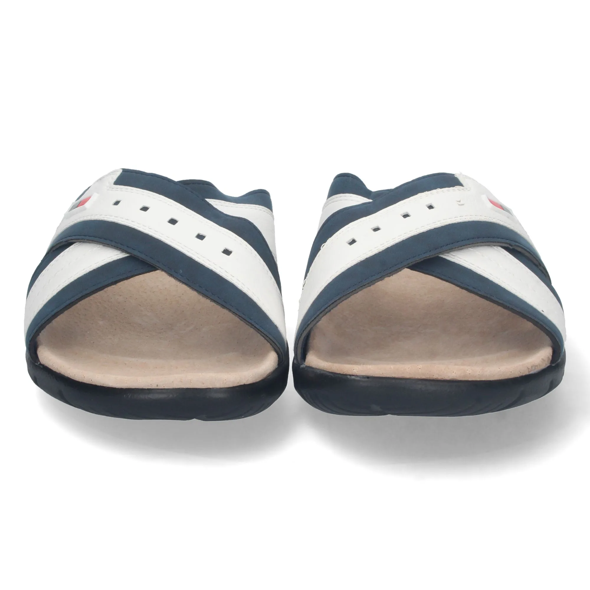 Sandalias planas con pala cruzada para hombre blanco