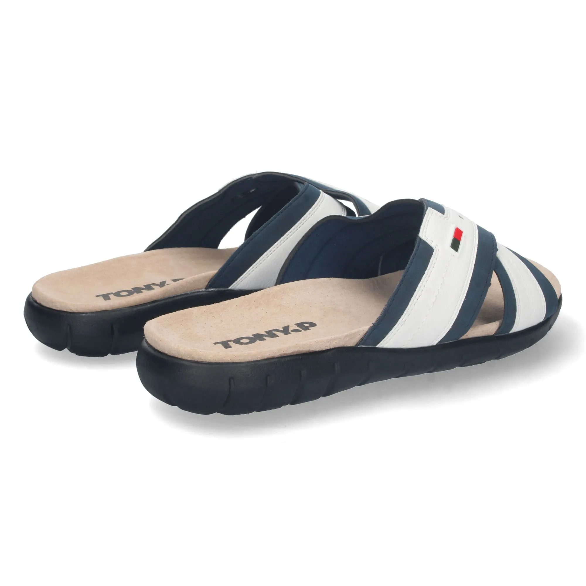 Sandalias planas con pala cruzada para hombre blanco