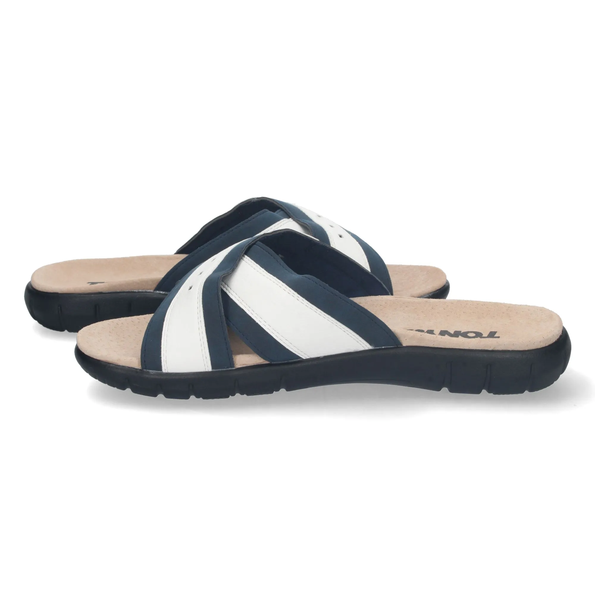 Sandalias planas con pala cruzada para hombre blanco
