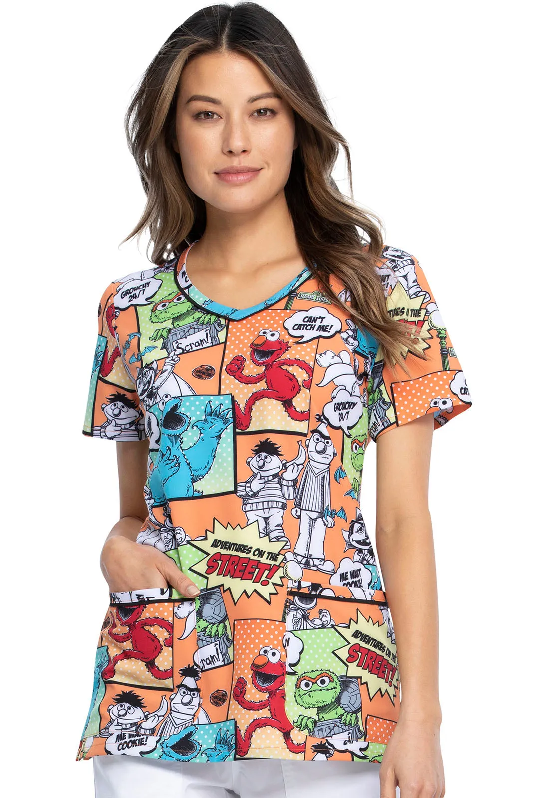 SESAME STREET VNECK TOP IN STREET ADVENTURES