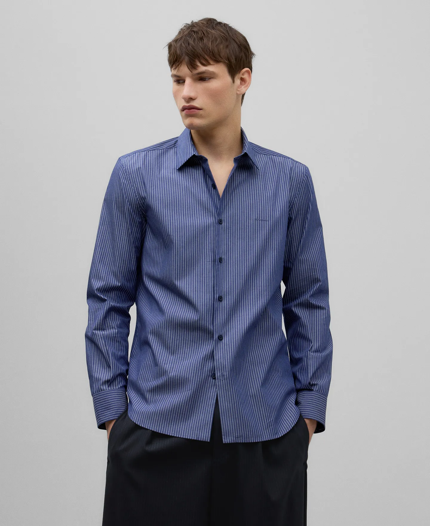 Striped cotton shirt man