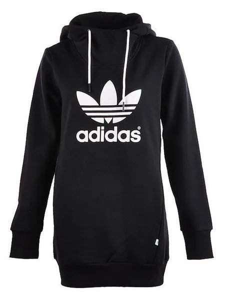 sudadera adidas long l hoodie negra mujer