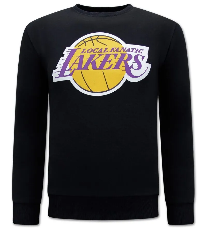 SUDADERA CON ESTAMPADO DE LOS LAKERS  NEGRO