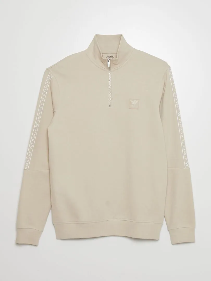 SUDADERA CON INSCRIPCIóN INSPIRADORA  BEIGE