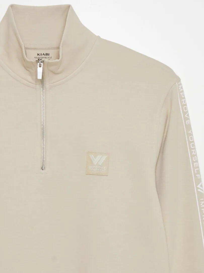 SUDADERA CON INSCRIPCIóN INSPIRADORA  BEIGE