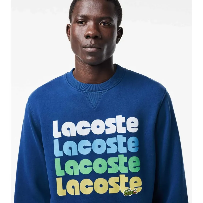 Sudadera Crew Lacoste Logo Retro Para Hombre